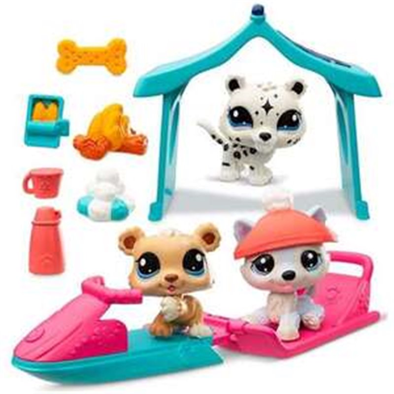 PACK DE 3 FIGURA MASCOTA  LITTLEST PET SHOP SNOW DAY CON 6 ACCESORIOS.