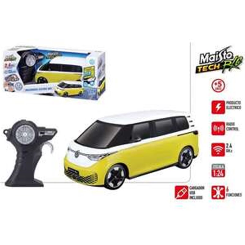 COCHE RADIO CONTROL VOLKSWAGEN ELECTRIC BUS 2.4 GHZ ESCALA 1:24. INCLUYE CARGADOR USB.