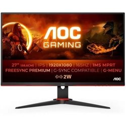 Monitor Gaming AOC 27G2SPAE/BK 27"/ Full HD/ 1ms/ 165Hz/ IPS/ Multimedia/ Negro y Rojo