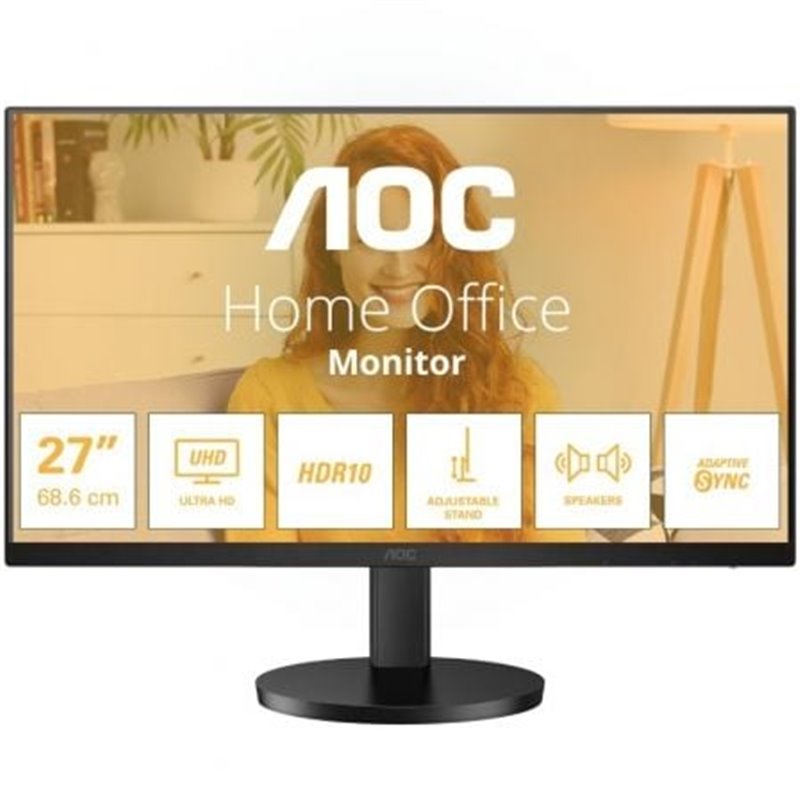 Monitor Profesional AOC U27B3AF 27"/ 4K/ Multimedia/ Regulable en altura/ Negro