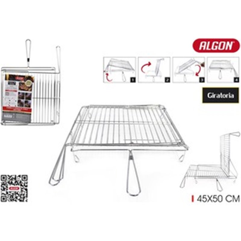 PARRILLA BBQ GIRATORIA CROMADA45X50 ALGON BBQ