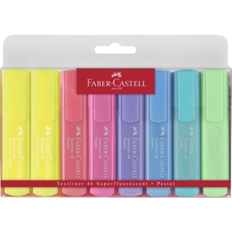 BOLSA 8 MARCADORES FABER-CASTELL FLÚOR PASTEL