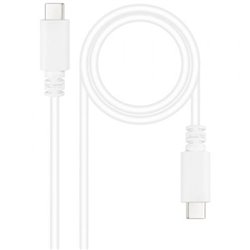 Cable USB 2.0 Tipo-C Nanocable 10.01.2301-W/ USB Tipo-C Macho - USB Tipo-C Macho/ 480Mbps/ 1m/ Blanco