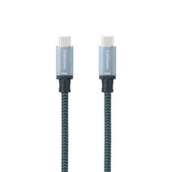 Cable USB 3.1 Tipo-C Nanocable 10.01.4101-COMB/ USB Tipo-C Macho - USB Tipo-C Macho/ Hasta 100W/ 20Gbps/ 1m/ Gris y Negro