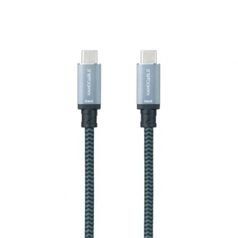 Cable USB 3.1 Tipo-C Nanocable 10.01.4101-COMB/ USB Tipo-C Macho - USB Tipo-C Macho/ Hasta 100W/ 20Gbps/ 1m/ Gris y Negro