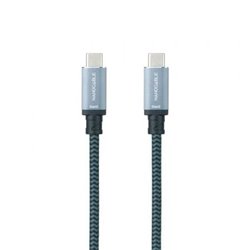 Cable USB 3.2 Tipo-C Nanocable 10.01.4103-COMB/ USB Tipo-C Macho - USB Tipo-C Macho/ Hasta 100W/ 20Gbps/ 3m/ Gris y Negro