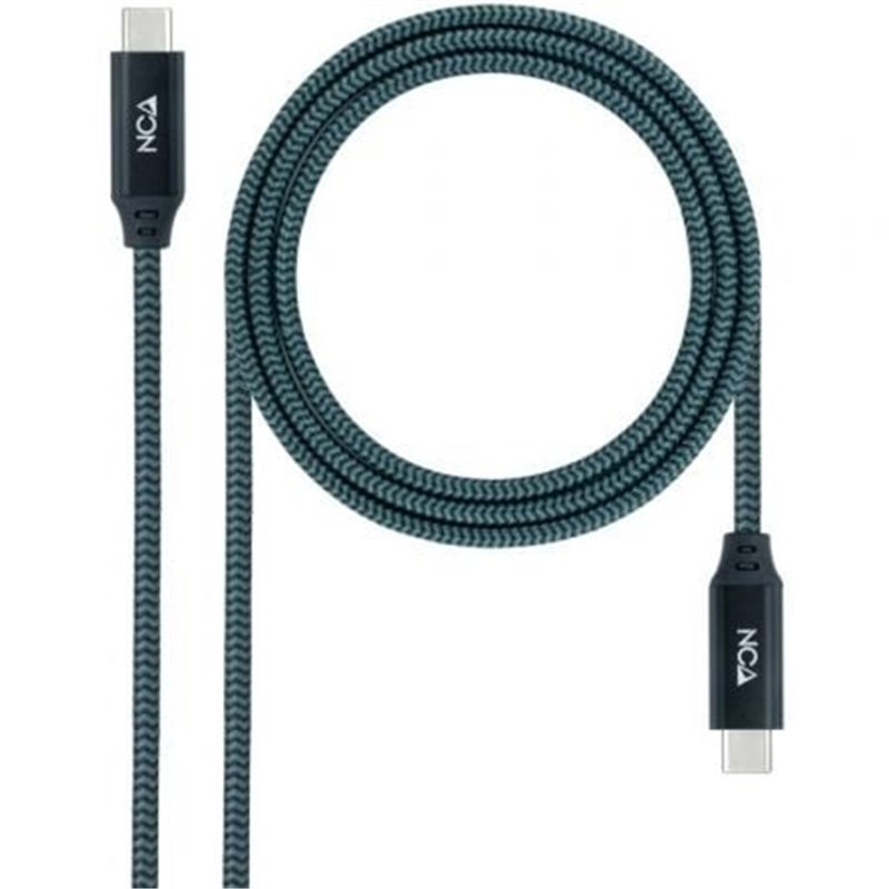 Cable USB 3.2 Tipo-C Nanocable 10.01.4301-L150-COMB/ USB Tipo-C Macho - USB Tipo-C Macho/ 1.5m/ Gris y Negro