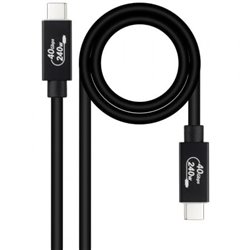 Cable USB 4.0 Nanocable 10.01.5002/ USB Tipo-C Macho - USB Tipo-C Macho/ Hasta 240W/ 40Gbps/ 1.8m/ Negro