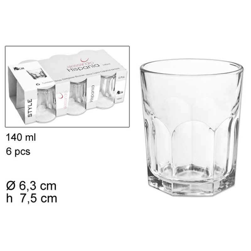 PACK 6 VASOS CRISTAL HISPANIA 140ml