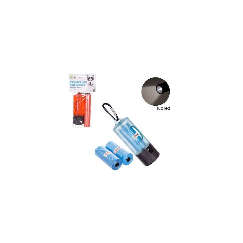 DISPENSADOR C/LUZ LED + 45 BOLSAS EXCREMENTOS