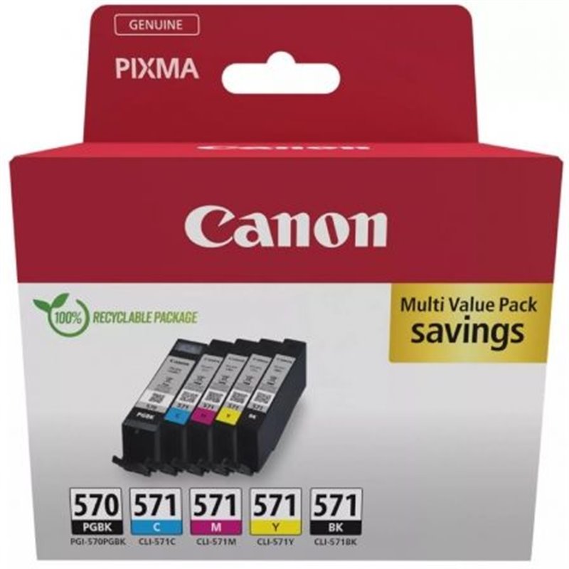 Cartucho de Tinta Original Canon PGI-570 + CLI-571 Multipack/ Cian/ Magenta/ Amarillo/ Negro