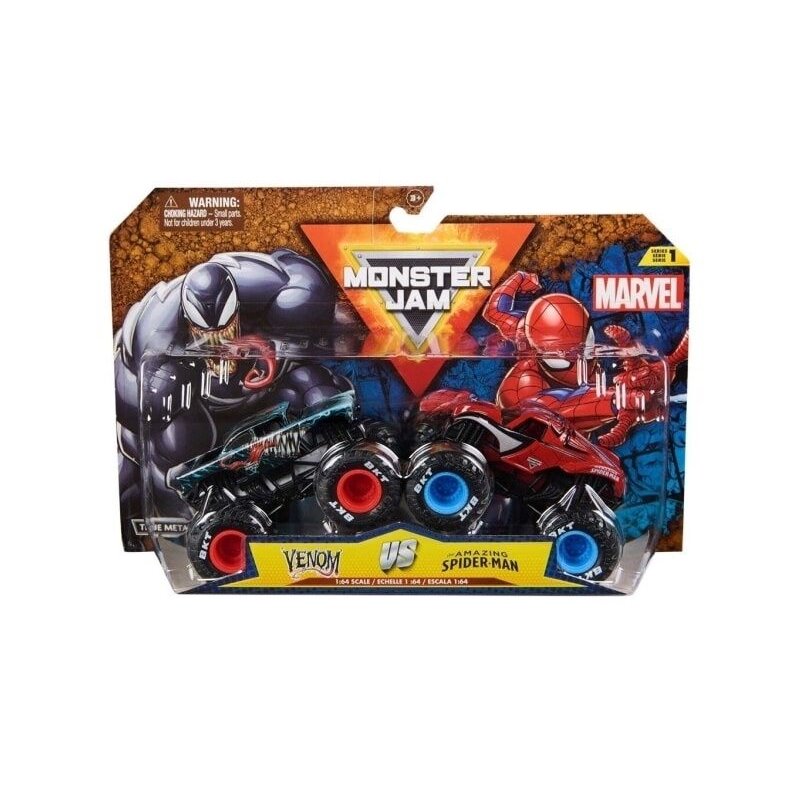 Blister 2 coches Spiderman vs Venom Marvel Monster Jam