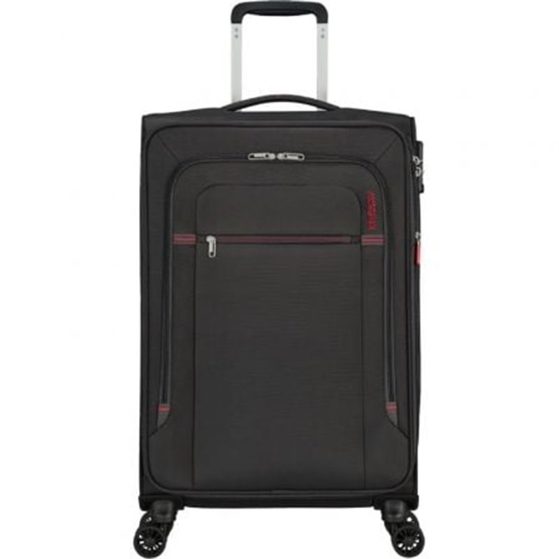 Maleta Mediana American Tourister Crosstrack Spinner Expansible 67cm/ 67.5x42x27.5cm/ 4 Ruedas/ Gris y Rojo