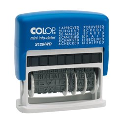 SELLO DE ENTINAJE S 120/WD FORMULA/FECHA 4MM ESPAÑOL AZUL/NEGRA COLOP 105001