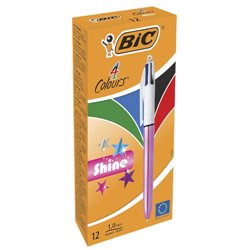 BOLIGRAFO DE 4 COLORES SHINE 1MM CON CUERPO ROSA METÁLICO BIC 982875