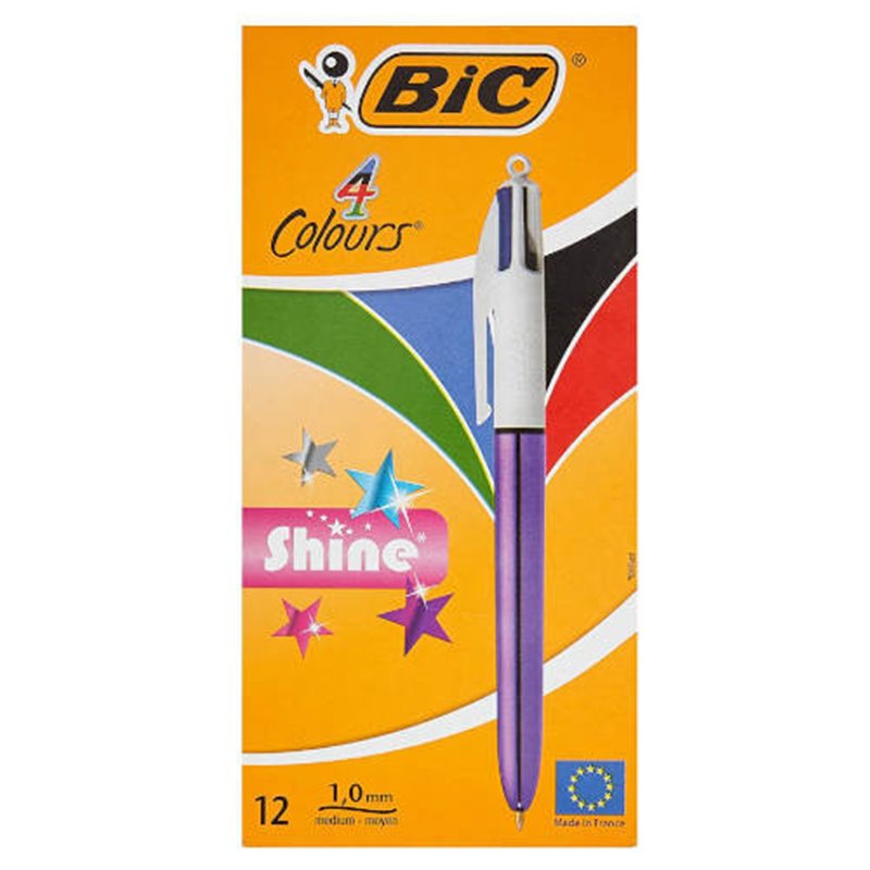 BOLIGRAFO DE 4 COLORES SHINE 1MM CON CUERPO PURPURA METÁLICO BIC 982876