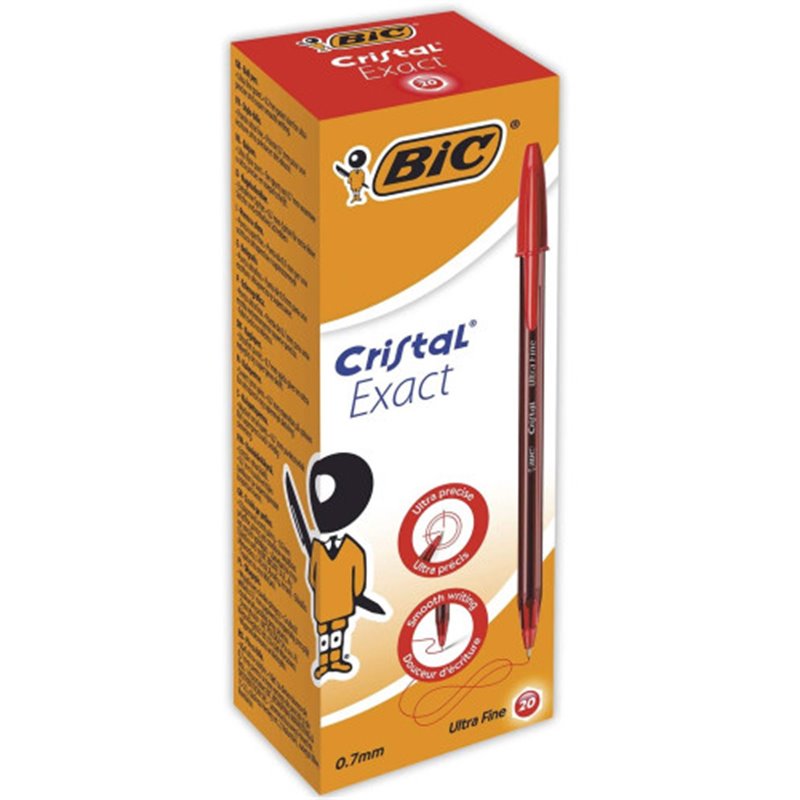 BIC Cristal Exact Rojo Bolígrafo Ultrafino 20 pieza(s)