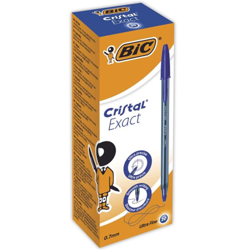 BIC Cristal Exact Azul Bolígrafo Ultrafino 20 pieza(s)