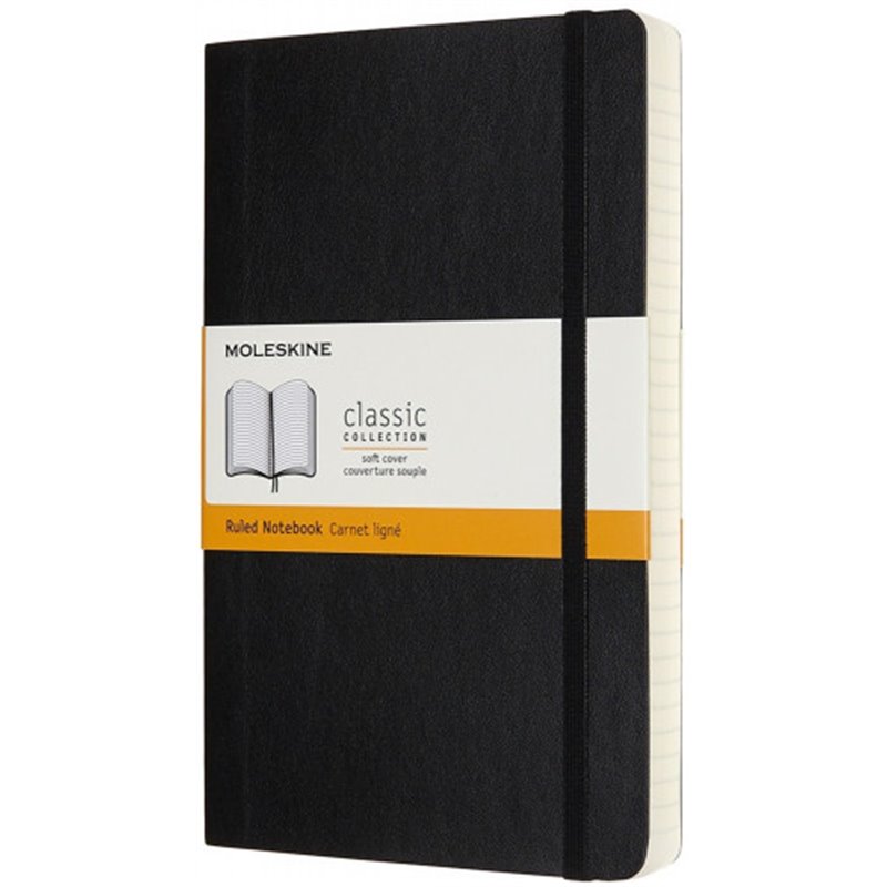 LIBRETA CLASICA MAYOR GROSOR NEGRA L (13X21CM) RAYADA TAPA BLANDA MOLESKINE QP616EXP