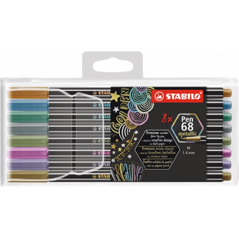 ESTUCHE 8 UNIDADES ROTULADOR PEN 68 COLORES METALLIC PUNTA 1,4 MM STABILO 6808/8-11