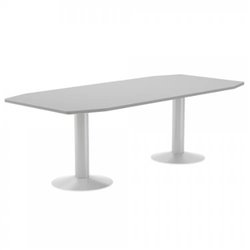 MESA DE REUNIONES 220X100X72CM. COLOR: PATA METALICA BLANCA / TABLERO GRIS ROCADA 3003ATW02