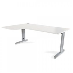 MESA DE OFICINA SERIE METAL FORMA L IZQUIERDA 180X120 GRIS / BLANCO ROCADA 2054AC04