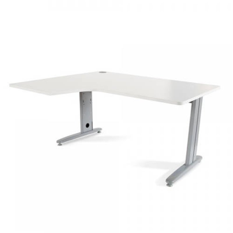 MESA DE OFICINA SERIE METAL FORMA L IZQUIERDA 160X120 GRIS / BLANCO ROCADA 2053AC04