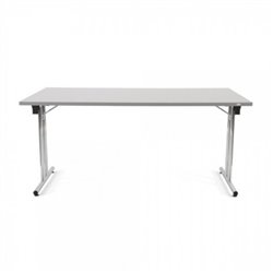 MESA PLEGABLE CON PATAS CROMADAS Y TABLERO GRIS. 160X80X72CM. ROCADA 7503N