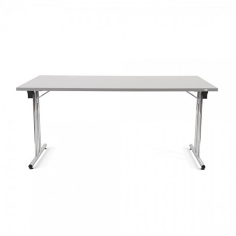 MESA PLEGABLE CON PATAS CROMADAS Y TABLERO GRIS. 160X80X72CM. ROCADA 7503N