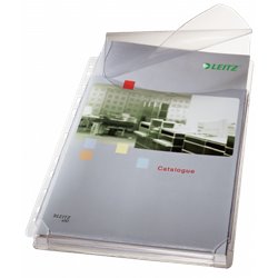 BOLSA 5 FUNDAS FUELLE CON SOLAPA MULTITALADRO GRAN CAPACIDAD FORMATO A4 170 MICRAS PVC TRANSPARENTE LEITZ 47573003