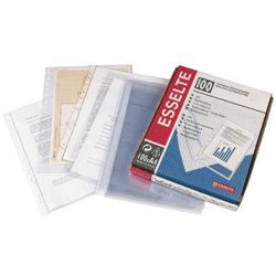 CAJA 100 FUNDAS POLIPROPILENO MULTITALADRO FORMATO FOLIO 80 MICRAS 16 TALADROS CRISTAL ESSELTE 46106