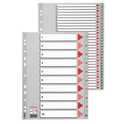 SEPARADOR NUMERICO POLIPROPILENO MULTITALADRO 1-12 FORMATO FOLIO COLOR GRIS ESSELTE 47138