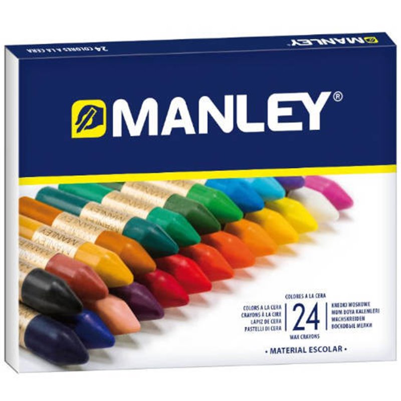 ESTUCHE DE 24 UNIDADES CERAS BLANDAS COLORES SURTIDOS MANLEY MNC00066