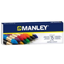 ESTUCHE DE 15 UNIDADES CERAS BLANDAS COLORES SURTIDOS MANLEY MNC00055