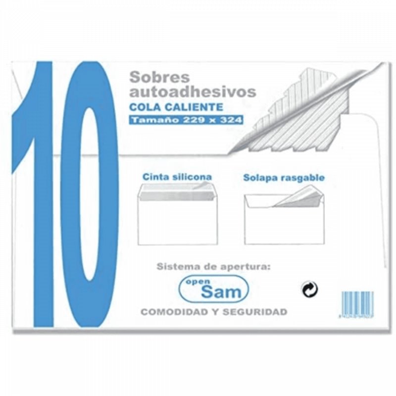 PAQUETES DE 10 SOBRES OFFSET BLANCO 229X324  100 GRS. SAM 664922