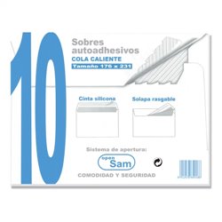 PAQUETES DE 10 SOBRES OFFSET BLANCO 176X231 90 GRS. SAM 664918