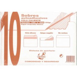 PAQUETES DE 10 SOBRES BLANCO VERJURADO 162X229 120 GRS. SAM 664930