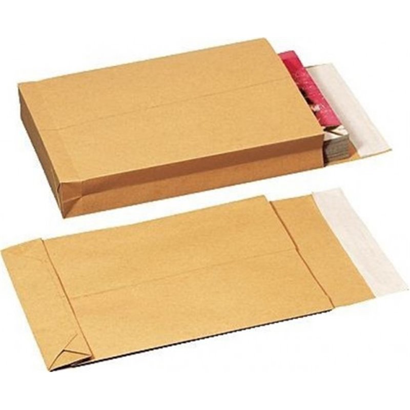 CAJA 250 BOLSAS DIN B4 FOLIO (250X353) BOLSA FUELLE 250X353X30  KRAFT 120 GRS.  FUELLE 3 LADOS - AUTOSAM TIRA DE SILICONA SAM 14