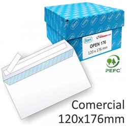 CAJA 500 SOBRES COMERCIAL OPENSAM (120X176) AUTOADHESIVO CON TIRA DE SILICONA OFFSET BLANCO 90 GRS. SAM 247510