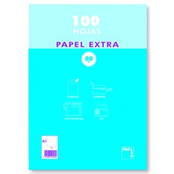 PAQUETE PAPEL EXTRA BLANCO SATINADO 100 HOJAS 80 GRS. A-5 (148X210MM.) LISO PACSA 21814