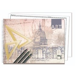 CUADERNO BLOCKS  DIBUJO ART 140 GRS. FOLIO PROLONGADO 20 HOJAS 2 TALADROS LISO CON RECUADRO PACSA 18848