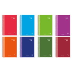 CUADERNO SERIE PREMIUM EXTRA TAPA EXTRA DURA 90 GRS. A-5 (148X210MM.) MICROPERFORADO 120 CUADRÍCULA 5X5 + GRECA SURTIDO PACSA 16