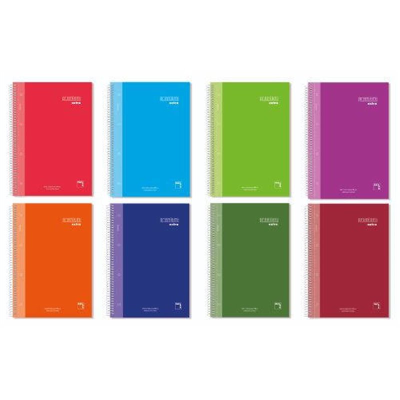 CUADERNO SERIE PREMIUM EXTRA TAPA EXTRA DURA 90 GRS. A-5 (148X210MM.) MICROPERFORADO 120 CUADRÍCULA 5X5 + GRECA SURTIDO PACSA 16