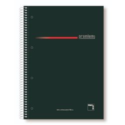 CUADERNO SERIE PREMIUM TAPA EXTRA DURA 70 GRS. A-4 (210X297MM.) MICROPERFORADO 160 HOJAS CUADRÍCULA 5X5 + GRECA NEGRO PACSA 1639