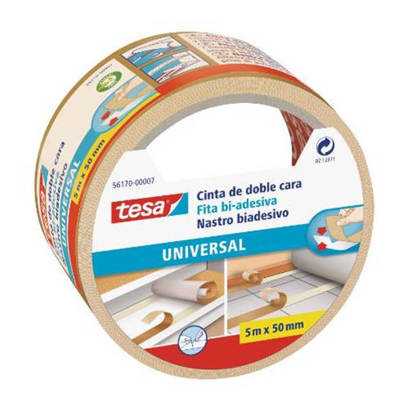 CINTA ADHESIVA UNIVERSAL DOBLE CARA ESPECIAL MOQUETAS 50MM.X5M. TESA 56170-00007-11