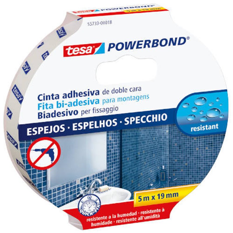 CINTA ADHESIVA POWERBOND DOBLE CARA EXTRA FUERTE (ESPEJOS) 19MM.X5M. TESA 55733-00018-02