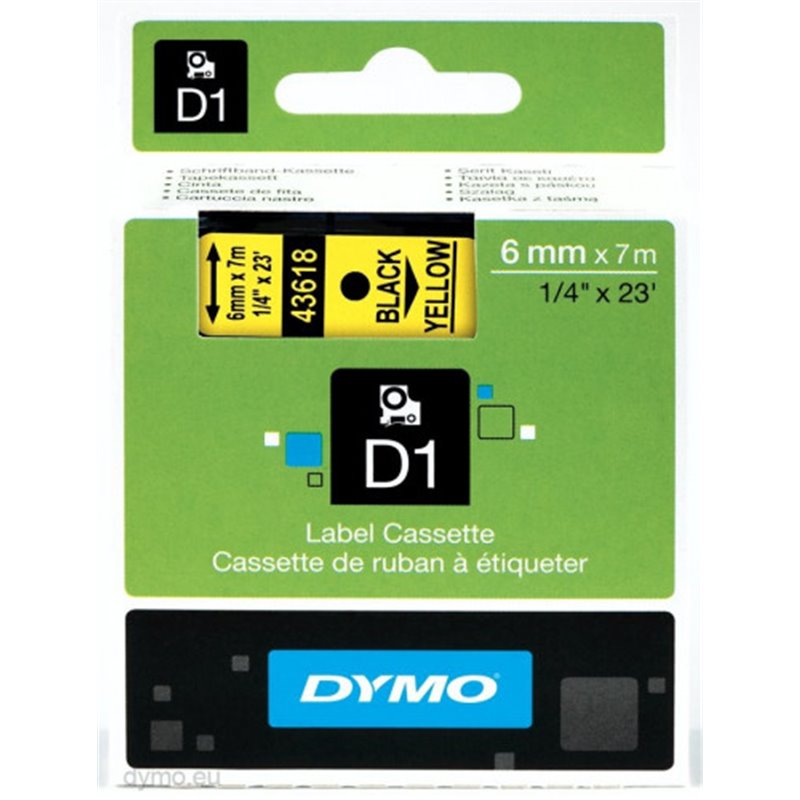 CINTA ROTULADORA D1 6MMX7M NEGRO/AMARILLO DYMO S0720790