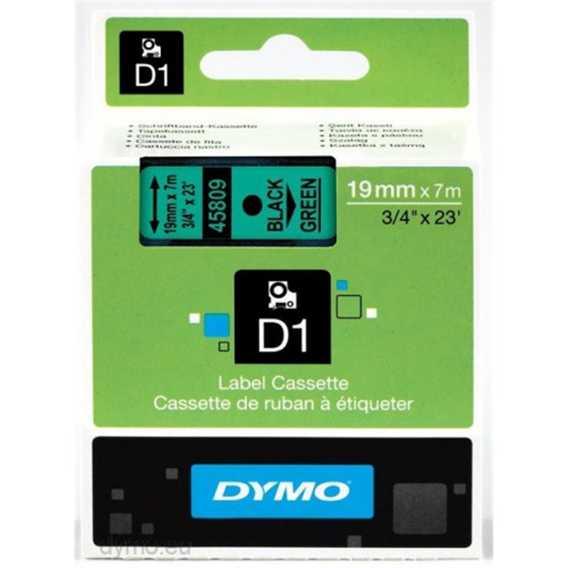 CINTA ROTULADORA D1 19MMX7M NEGRO/VERDE DYMO S0720890