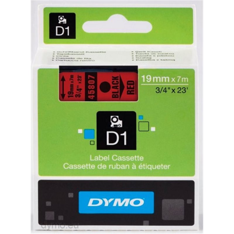 CINTA ROTULADORA D1 19MMX7M NEGRO/ROJO DYMO S0720870