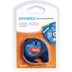 CINTA ROTULADORA LETRATAG 12MMX4M NEGRO/ROJO DYMO S0721630